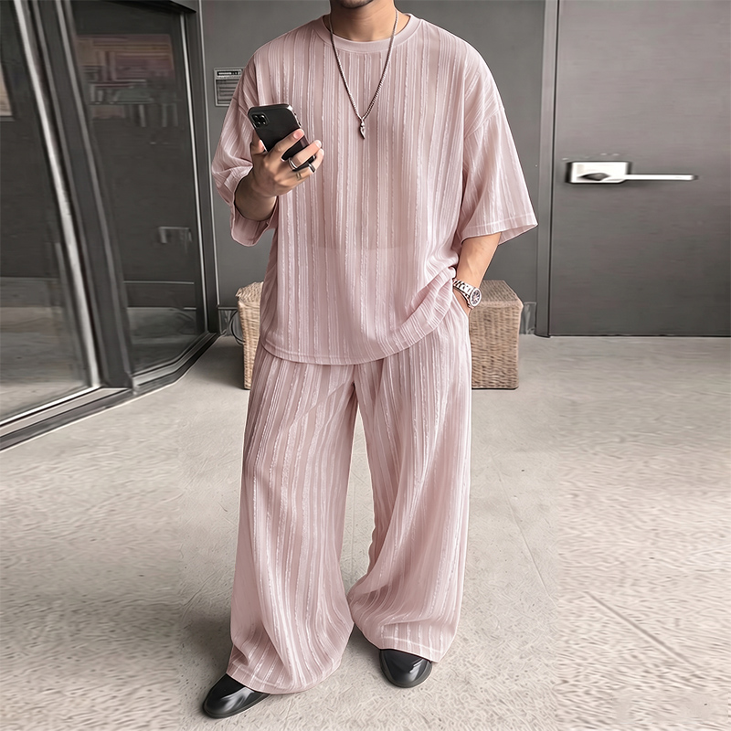Street Fashion Clothes - INCERUN Men's Sets Striped See Through