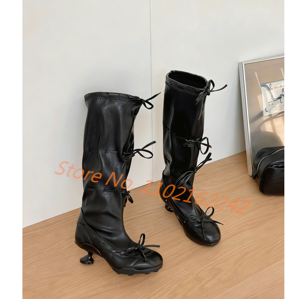 Bow-Tie Ballet Knee-High Boots - Street Fashion Runway review and price