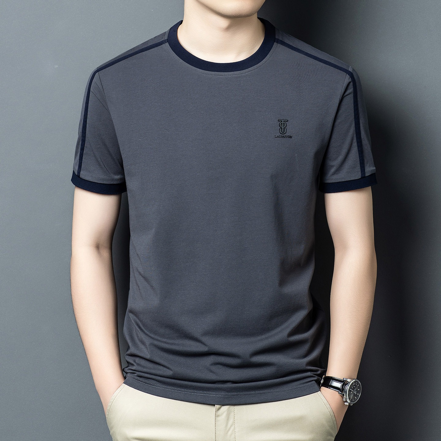 Summer Men's Black T-shirt Hig - Street Fashion In Chinese review and price