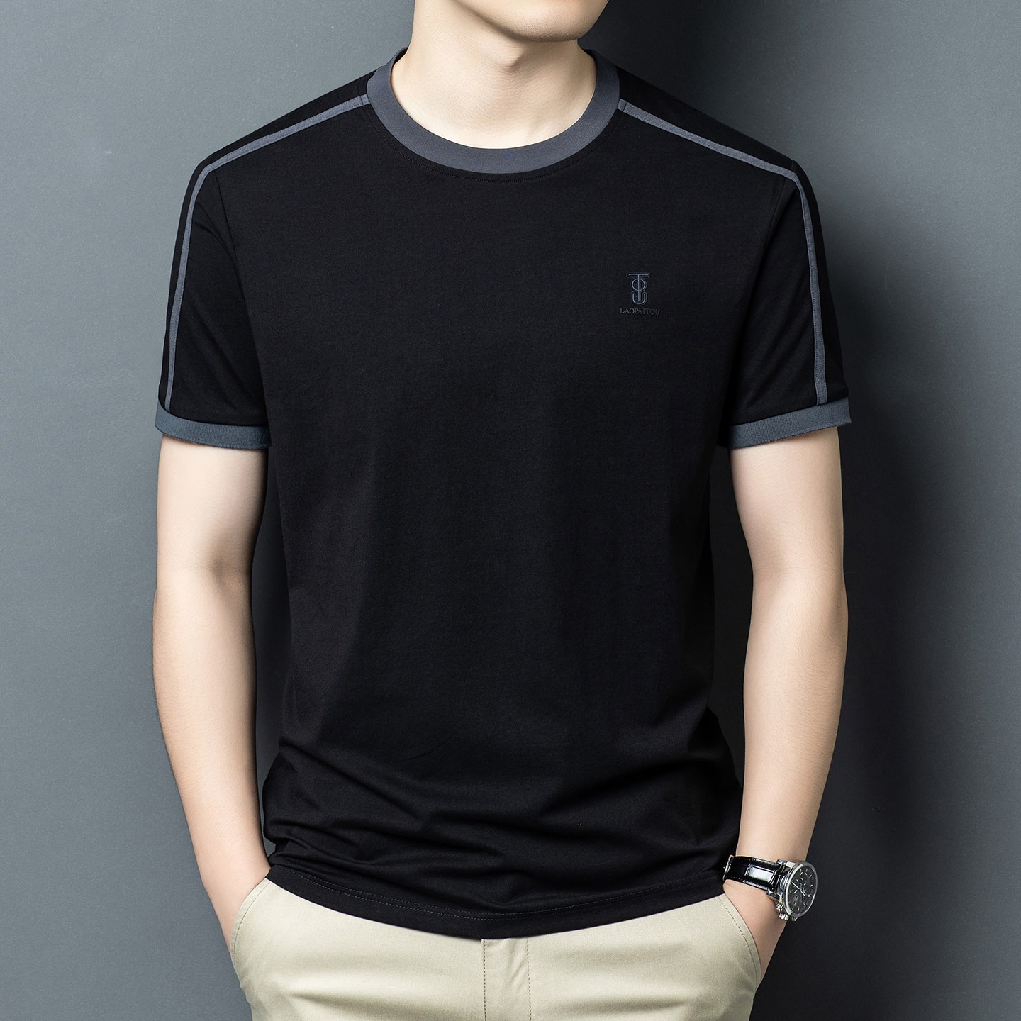 Summer Men's Black T-shirt Hig - Street Fashion In Chinese review and price