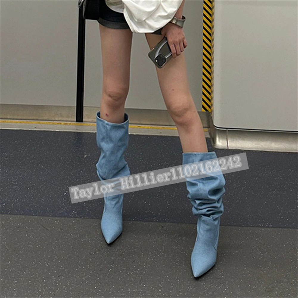 Springtime Blue Denim Pleated  - Street Fashion Runway review and price