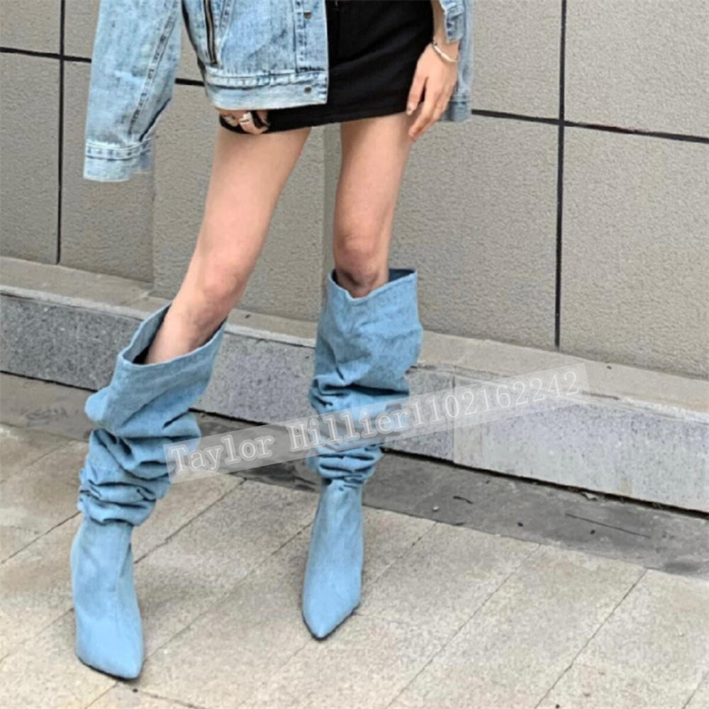 Springtime Blue Denim Pleated  - Street Fashion Runway review and price